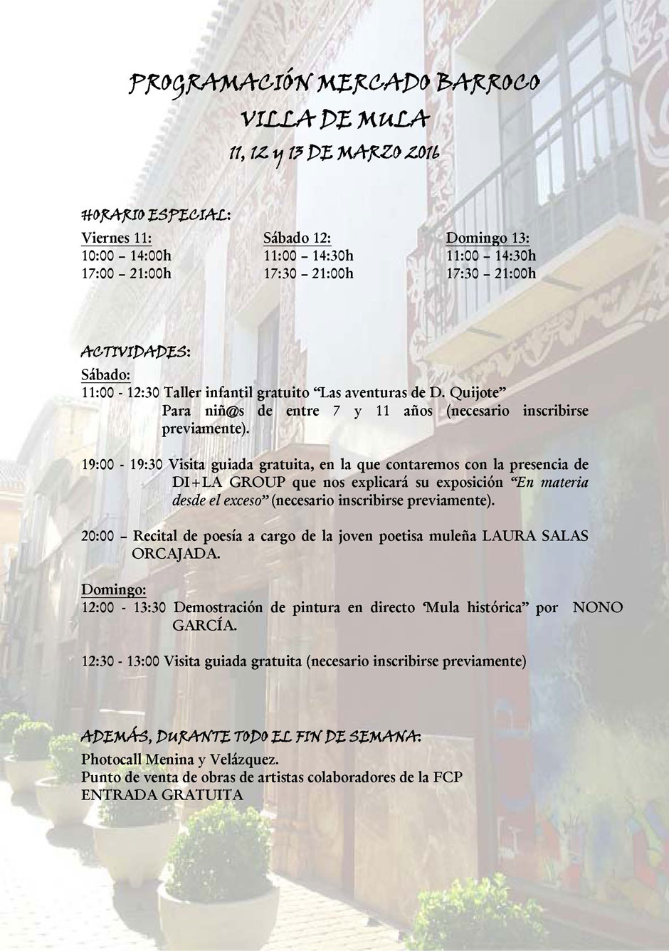 fundación casa pintada programa actividades mercado barroco 2016