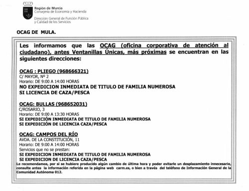 Cierra de la Ventanilla Única (OCAG) desde el 23 de marzo al 1 de abril