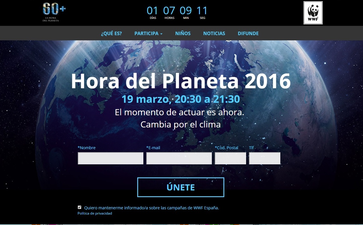 imagen pagina hora del planeta