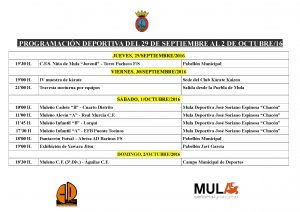 programación deportiva del 29 de septiembre al 2 de octubre 2016