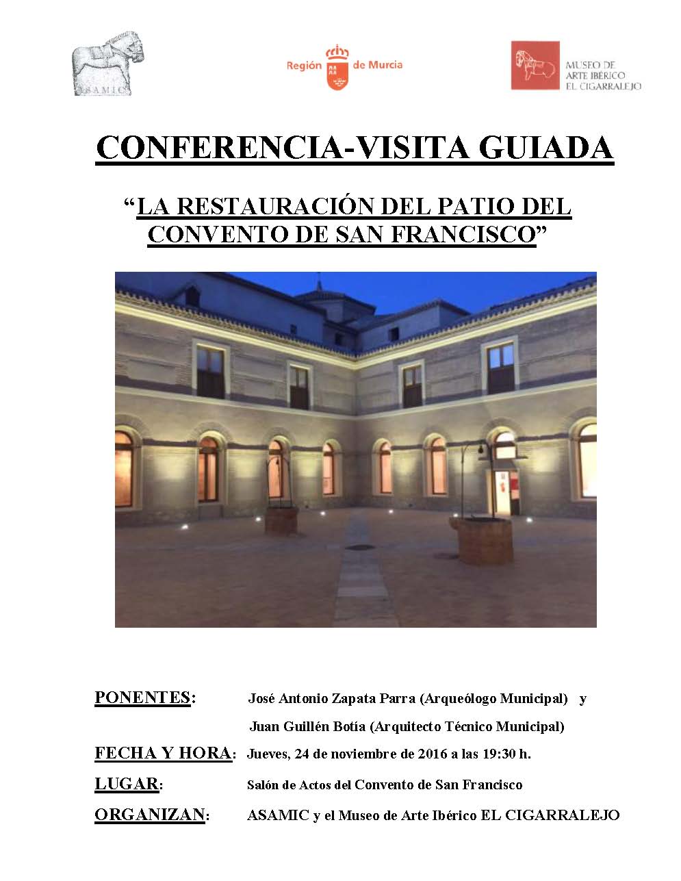 cartel conferencia restauración patio convento san francisco