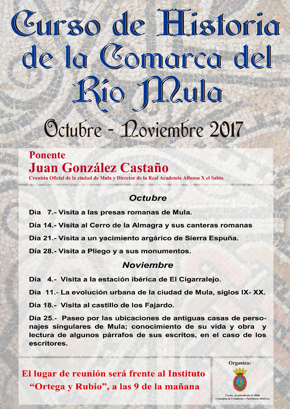 curso de historia de la comarca del río mula octubre noviembre 2017