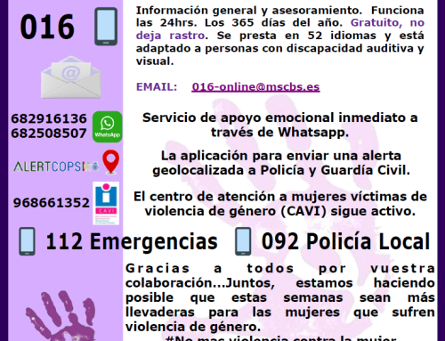 Si estas sufriendo violencia de género pide ayuda: 016