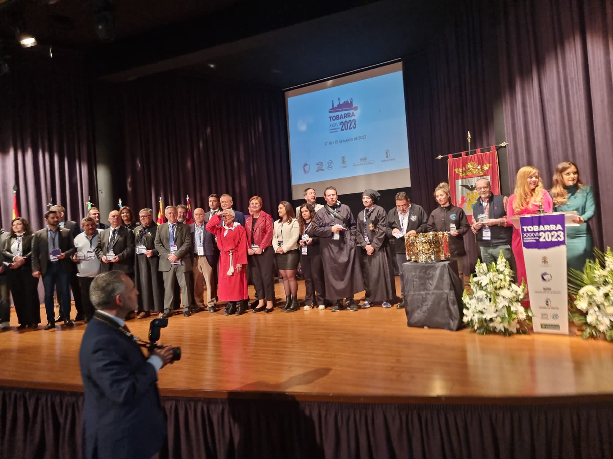 Mula durante el acto de inauguración de las Jornadas Nacionales en Tobarra.